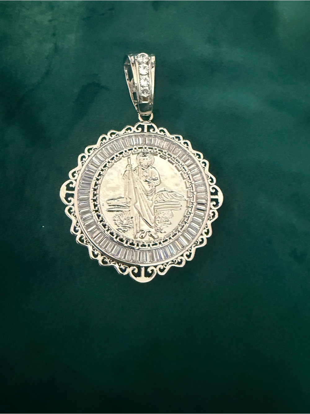 Sterling Silver Religious Medallion Pendant in Silver